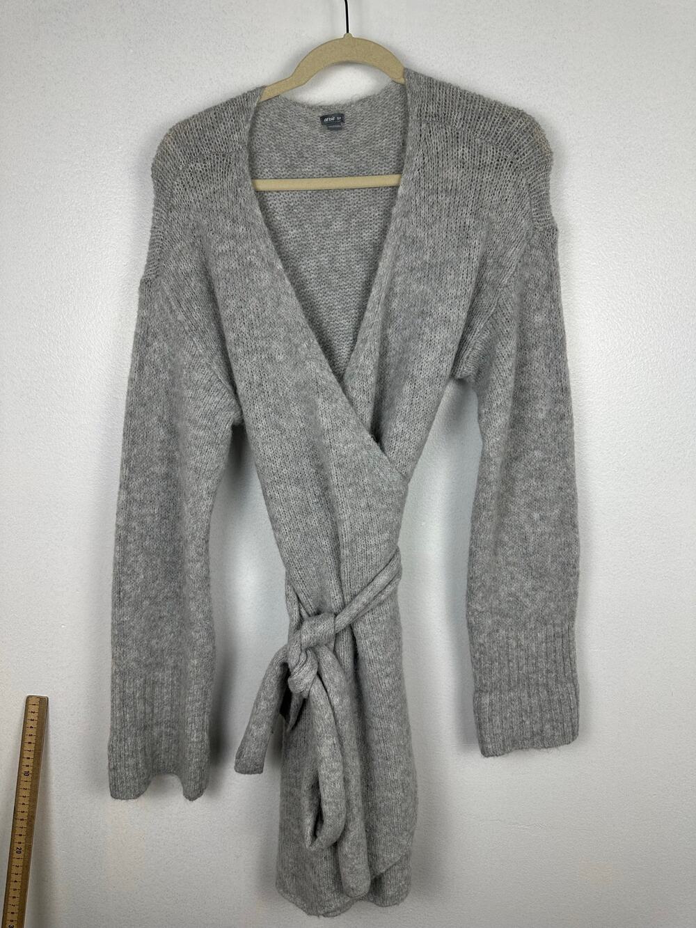 Aerie Women's gray longline Oversized Wrap Cardigan Sweater Small wool alpaca